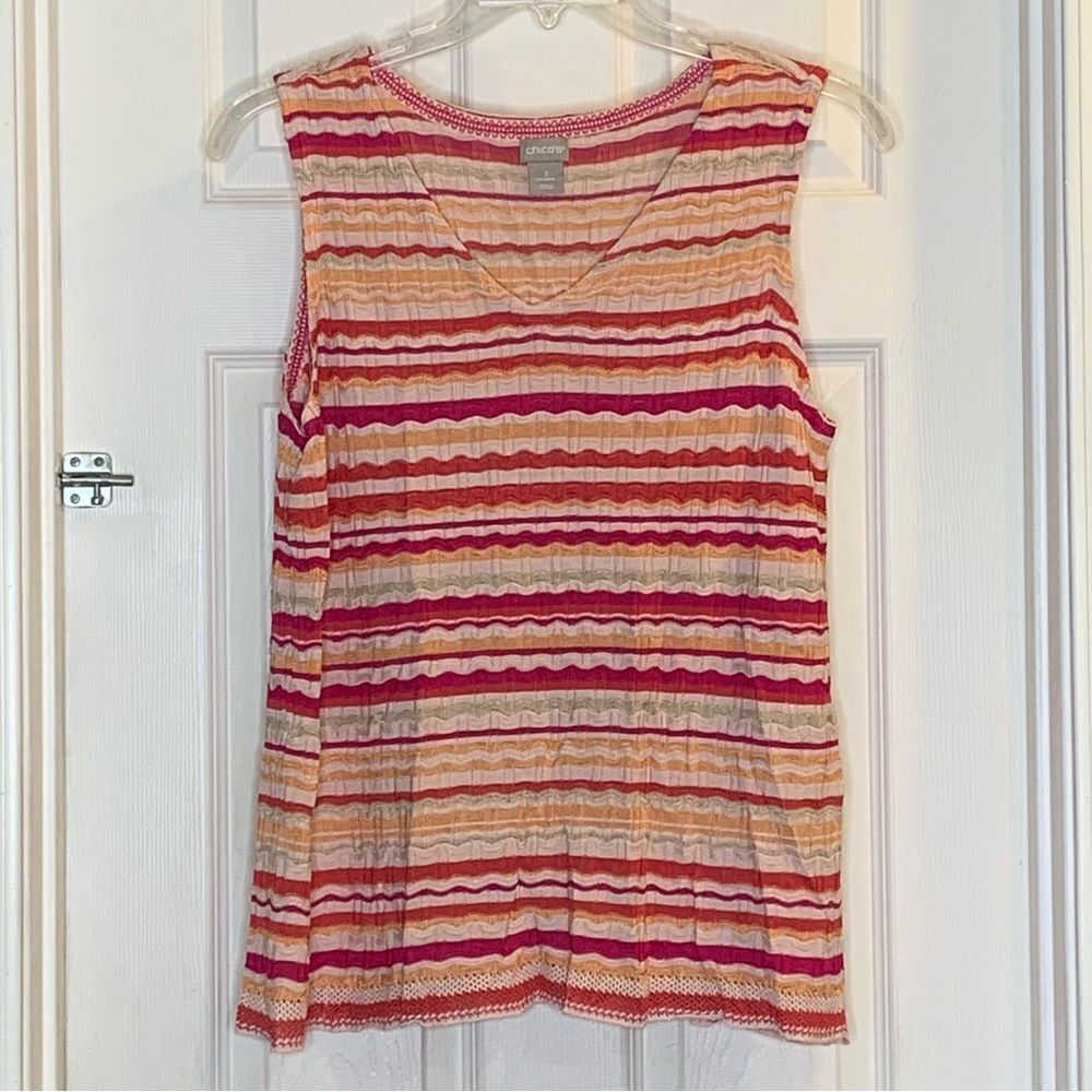 Chicos Knit Sweater Tank Striped Size XL